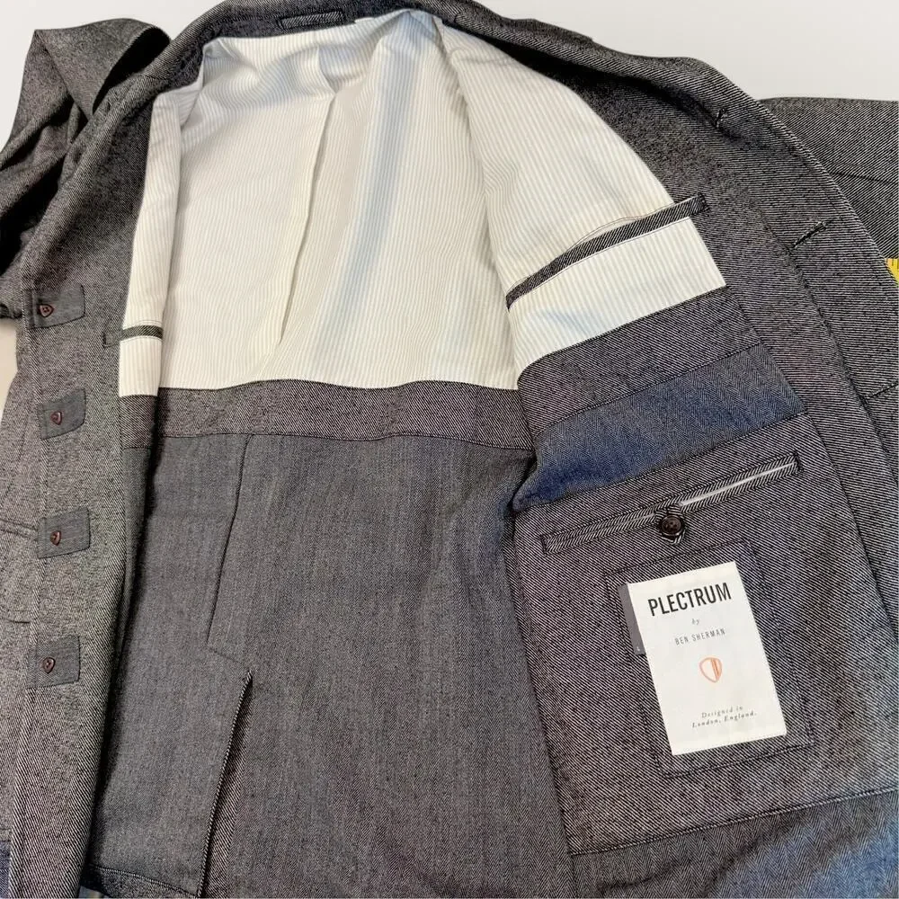 PLECTRUM Ben Sherman Slim Fit Sportcoat Blazer Jacket 4 Buttons Men Size L Gray